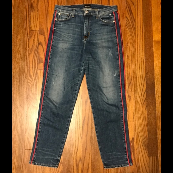 Hudson Zoey High Rise Red Tuxedo stripes Jeans 27 - Picture 2 of 16